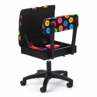 Bright Buttons Sewing Chair (H8013) from Arrow Sewing Furniture with seat open