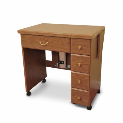 Oak Auntie Sewing Cabinet (900) from Arrow Sewing Furniture closed down to small footprint