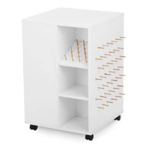 White Storage Cube Craft Organizer (81100) from Arrow Sewing Furniture with thread pegs and shelves