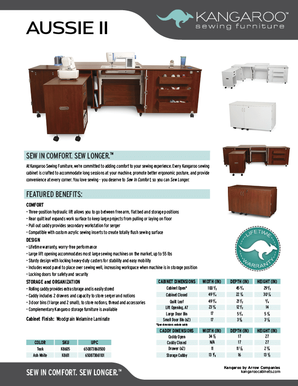 Product Sheets - Aussie II - Arrow Sewing