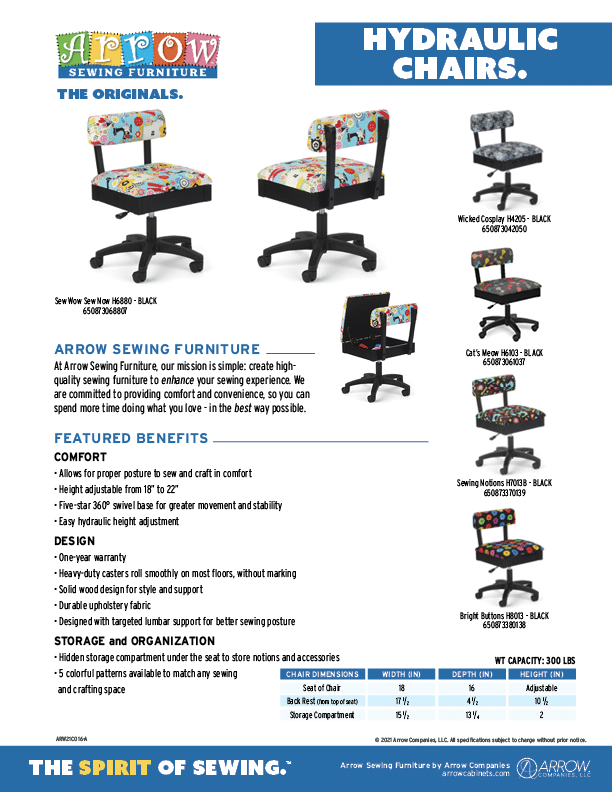 Product Sheets - Chairs Hydraulic - Arrow Sewing