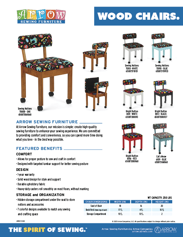 Product Sheets - Chairs Wood - Arrow Sewing
