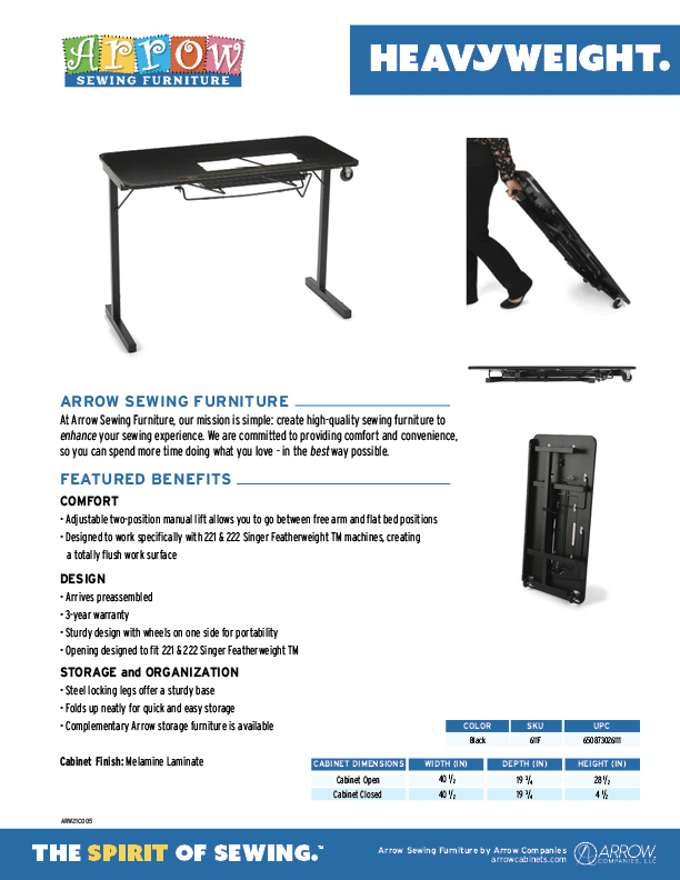 Product Sheets - Heavyweight - Arrow Sewing