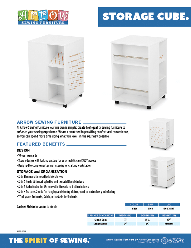 Product Sheets - Storage Cube - Arrow Sewing