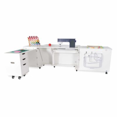 B-Sew Inn - Arrow Eleanor Height Adjustable Serger & Sewing Table White  Ready To Assemble